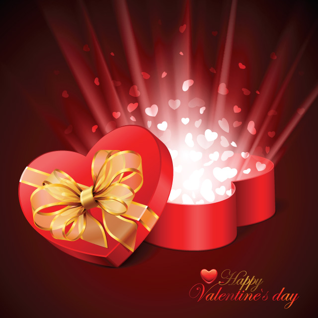پاکت تبریک ولنتاین با پخش قلب نوری