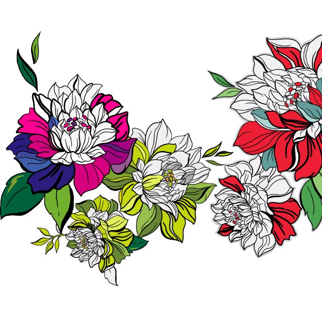 دانلود وکتور طراحی گلهای رنگی