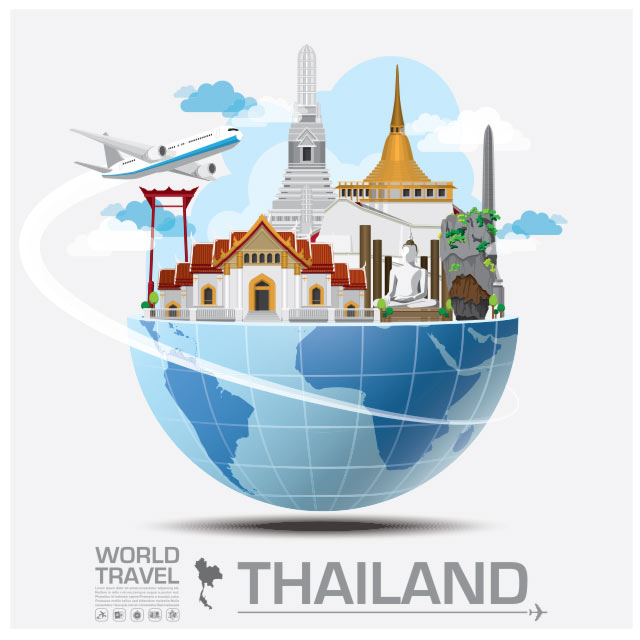 وکتور مفهومی فلت با موضوع سفر به تایلند