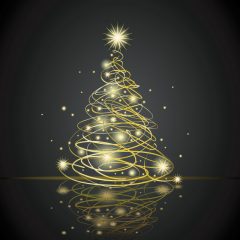 دانلود وکتور نوری طلایی طرح درخت کریسمس