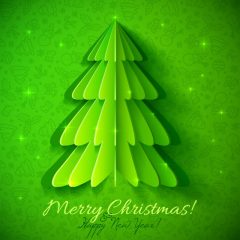 دانلود وکتور کریسمس درخت کاج در طرح سبز فانتزی