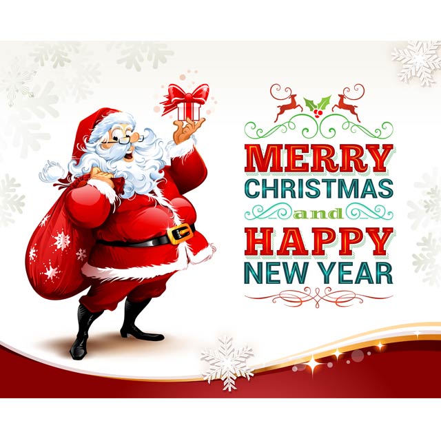 دانلود وکتور بابانوئل با فونت زیبا برای تبریک سال نو