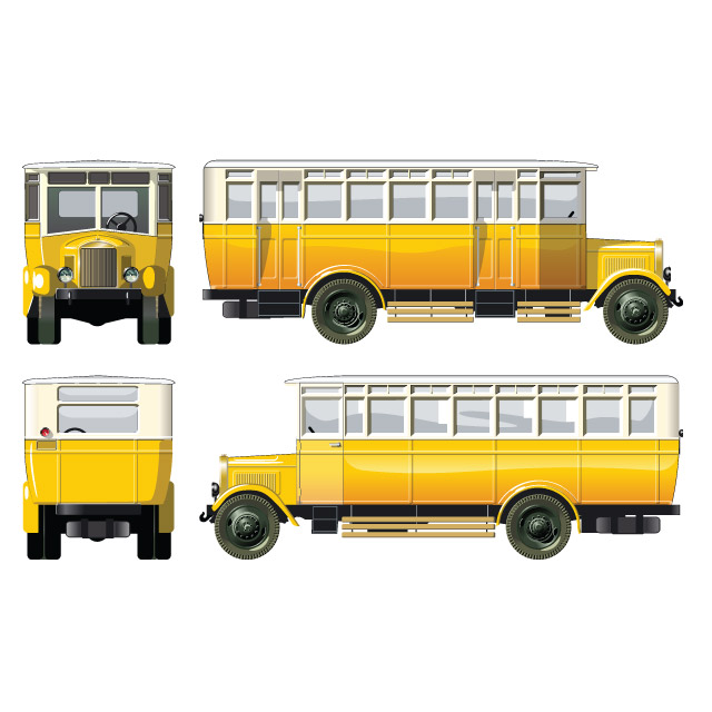 دانلود وکتور اتوبوس مدرسه زرد قدیمی