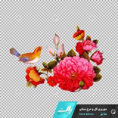 دانلود فایل دوربری شده گل و مرغ سنتی صورتی در ابعاد 1000 در 1000