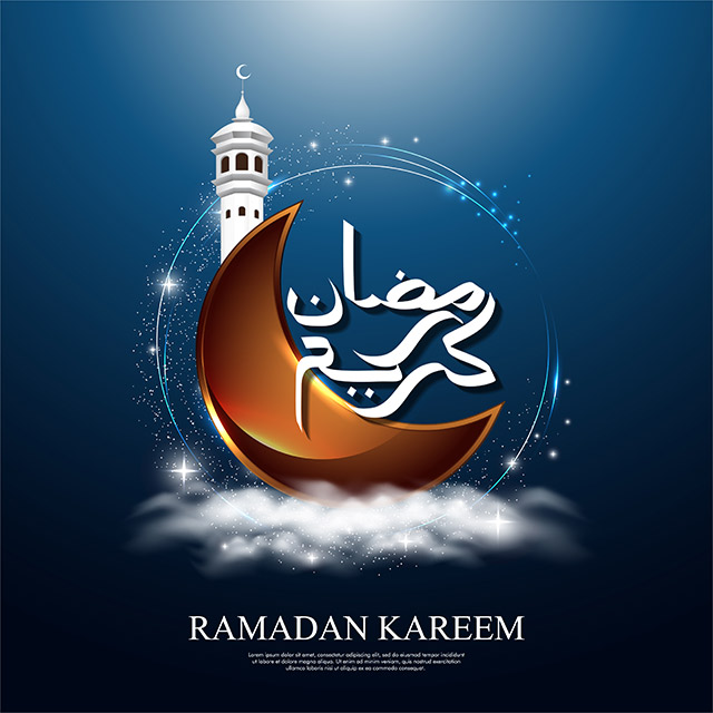 دانلود طرح وکتور لایه باز ماه رمضان با طرح گنبد و ماه