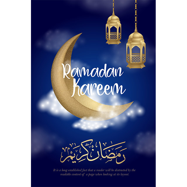 دانلود وکتور ماه رمضان با طرح ماه و متن انگلیسی رمضان الکریم