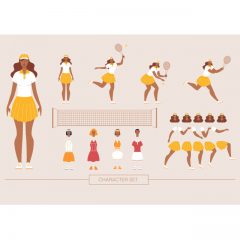 دانلود کاراکتر پک کامل دختر تنیس باز برای موشن گرافیک و انیمیشن