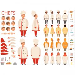 طرح وکتور کاراکتر لایه باز آشپز مرد برای موشن گرافیک و انیمیشن