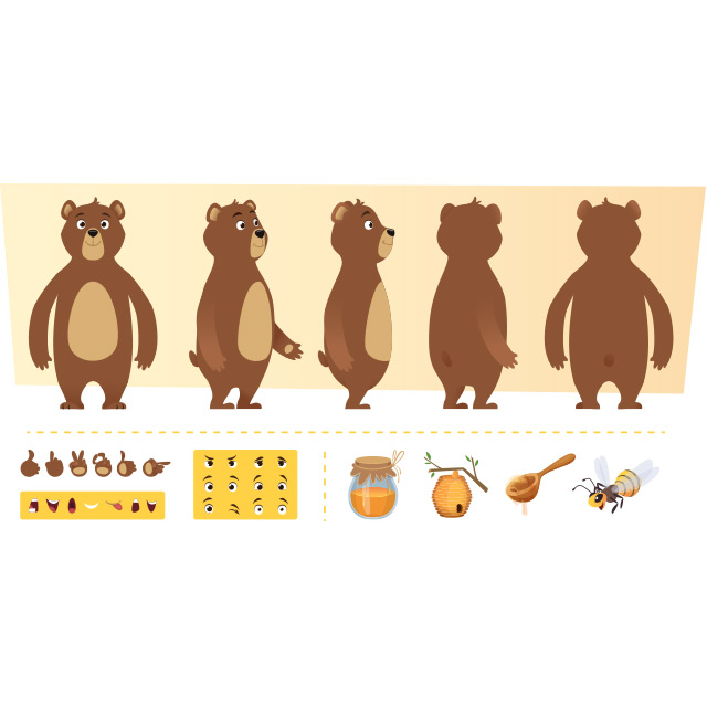 دانلود پک کامل وکتور کاراکتر خرس شکمو برای موشن گرافیک و انیمیشن