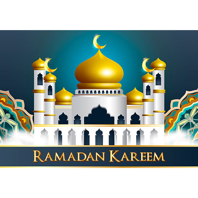 طرح وکتور ماه مبارک رمضان با پس زمینه مسجد