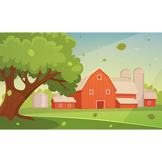 دانلود وکتور لایه باز کارتونی لندسکیپ مزرعه کشاورزی