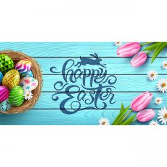 دانلود تصویر وکتور تبریک عید پاک با طرح گل و تخم مرغ