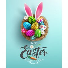 دانلود وکتور لایه باز تبریک عید پاک با طرح تخم مرغ خرگوشی