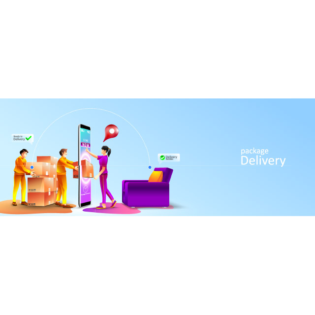 دانلود وکتور خرید آنلاین تحویل سریع در محل Package Delivery با تصاویر مرتبط