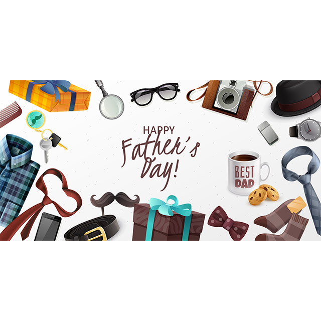 دانلود وکتور Happy Father’s Day با تصاویر اکسسوری به مناسبت روز پدر