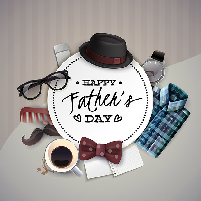 دانلود تصویر تبریک روز پدر با تصاویر اکسسوری و خط نوشتاری خاص Happy Father’s Day