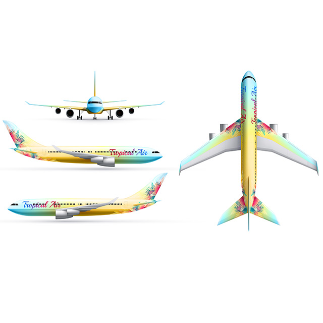 دانلود وکتور لایه باز هواپیمای مسافربری با رنگبندی زیبا