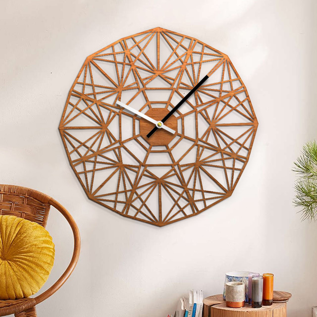 دانلود طرح ساعت دیواری چوبی با طراحی لیزری