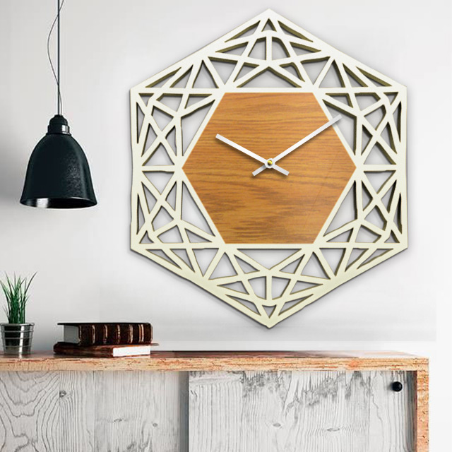 دانلود طرح ساعت دیواری لیزری با طراحی هندسی 6 ضلعی
