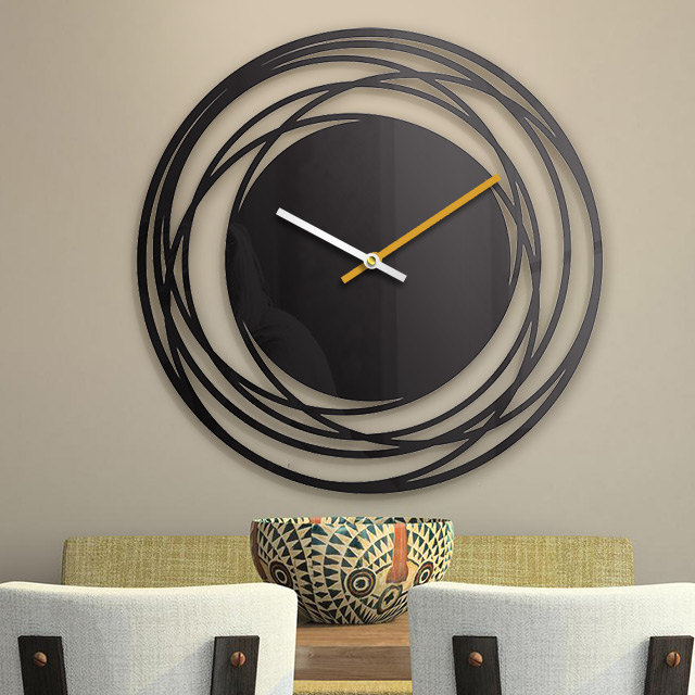 طرح ساعت دیواری شیک با طراحی دایره های تودرتو