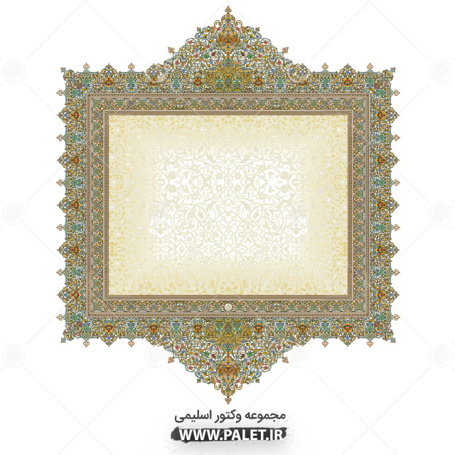وکتور اسلیمی طرح اسلامی قاب مربعی سنتی