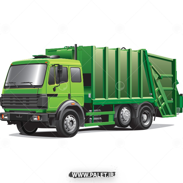 دانلود وکتور ماشین حمل زباله به رنگ سبز