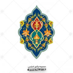 وکتور طرح اسلامی با گل های زرد و سبز