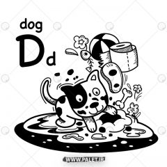 دانلود طرح وکتور سیاه و سفید تصویر سگ