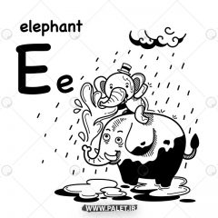 دانلود طرح وکتور سیاه و سفید تصویر فیل