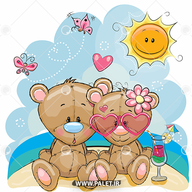 طرح وکتور کودکانه خرس عروسکی عاشقانه