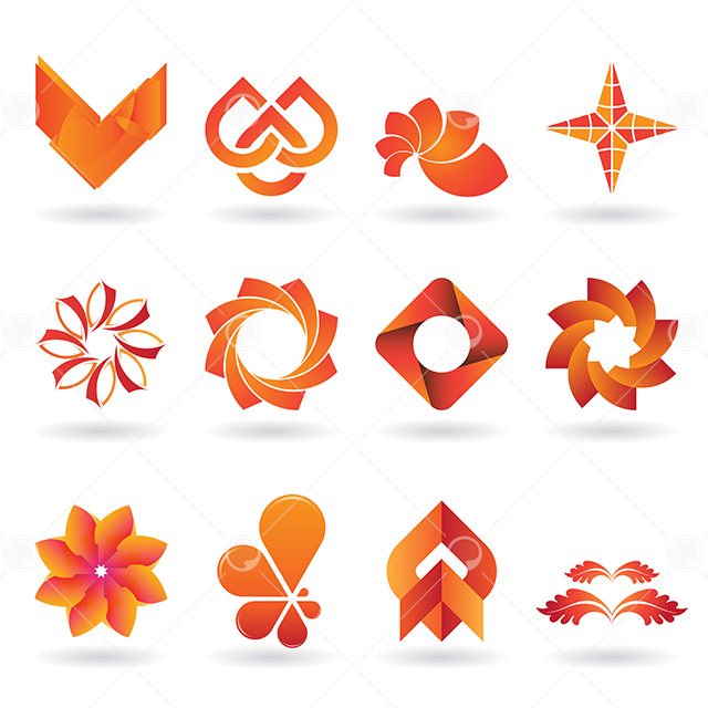 مجموعه طرح وکتور لوگو با موضوعات مختلف با رنگ نارنجی