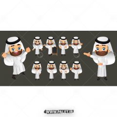 دانلود وکتور کاراکتر کارتونی مرد با لباس عربی