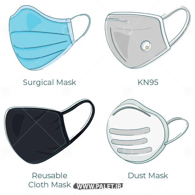دانلود وکتور انواع طرح ماسک های مختلف