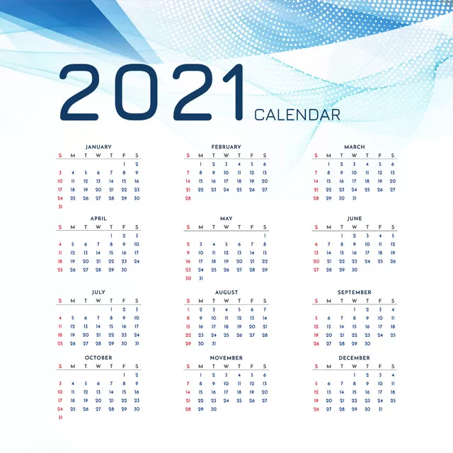 دانلود وکتور تقویم 2021 با پس زمینه فانتزی
