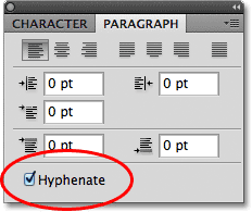 گزینه Hyphenate