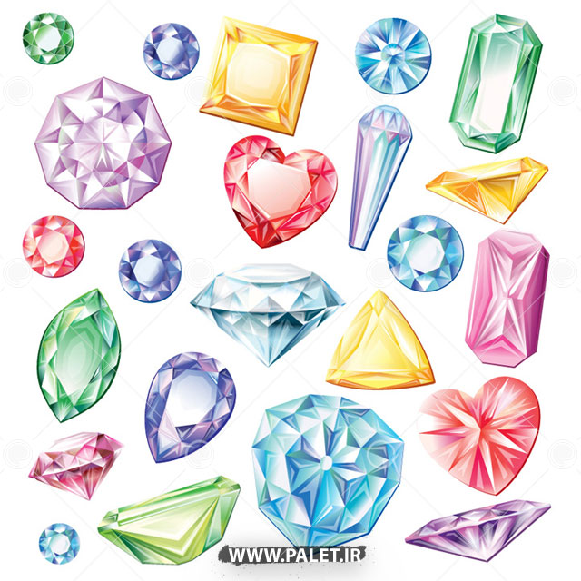 وکتور الماس کارتونی در رنگ های مختلف