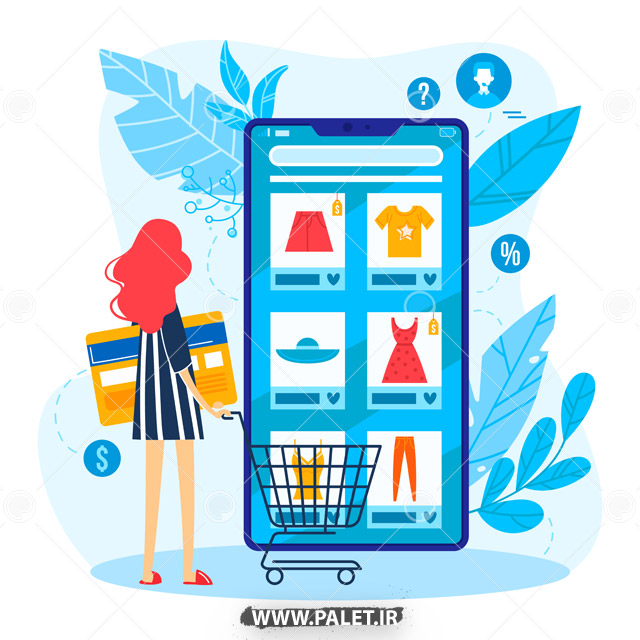 وکتور خرید اینترنتی لباس با موبایل