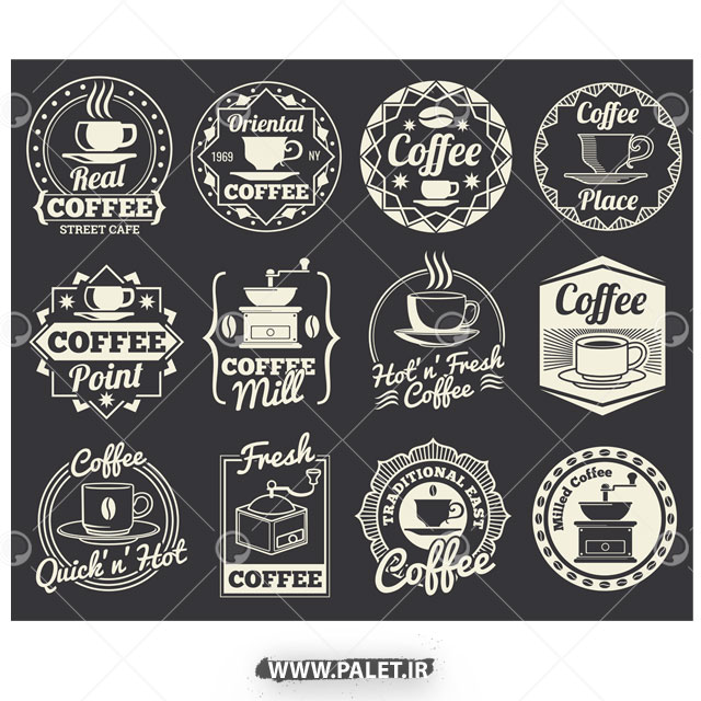 وکتور لوگو فنجان قهوه و قهوه ساز