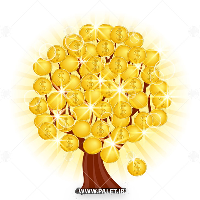 وکتور درخت سکه طلا