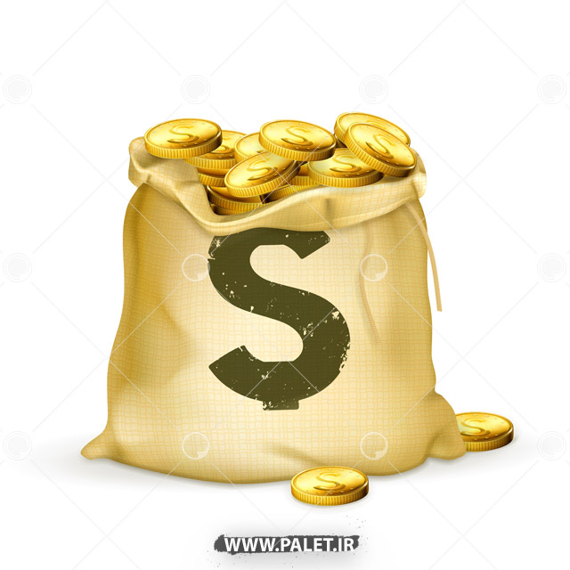 وکتور کیسه سکه های طلا گرافیکی