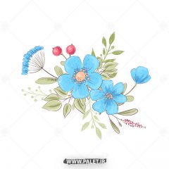 دانلود وکتور بوته گل آبی 02 زیبا