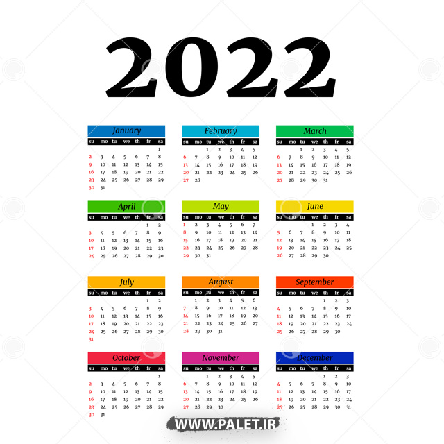 دانلود وکتور تقویم 2022 لایه باز