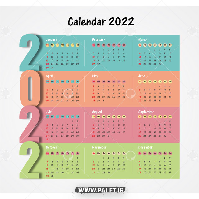 دانلود تقویم آماده 2022 گرافیکی لایه باز