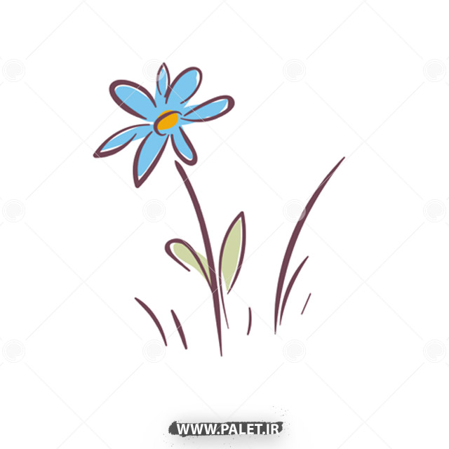 دانلود وکتور گل نقاشی شده آبی