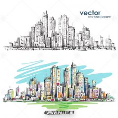 دانلود وکتور دو طرح نقاشی شهر زیبا
