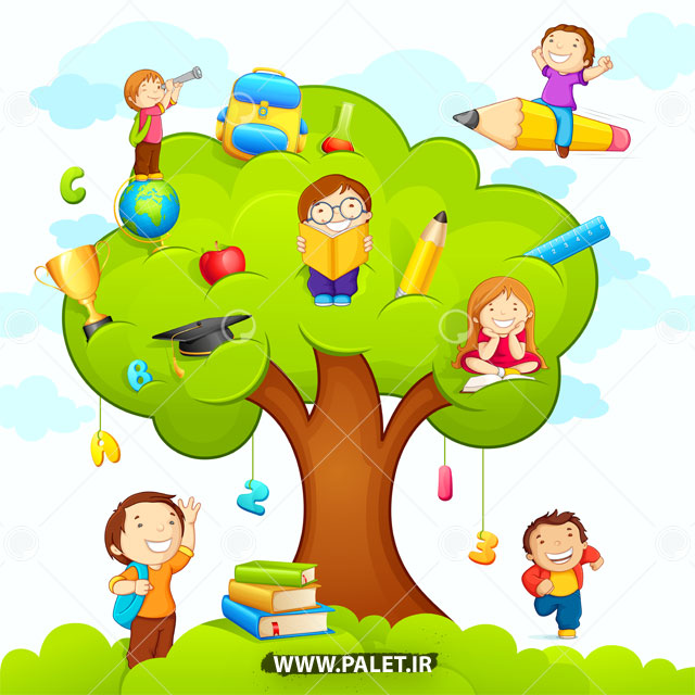 طرح پس زمینه درخت دانش و کودکان