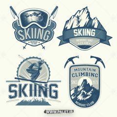 دانلود وکتور اسکی روی برف کوهستانی