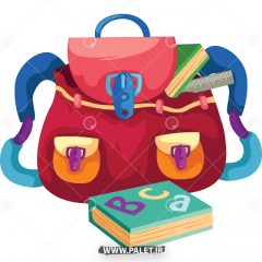 دانلود وکتور کیف مدرسه دخترانه قرمز