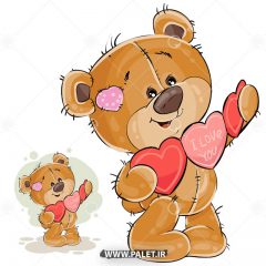 دانلود طرح خرس کارتونی عاشق زیبا