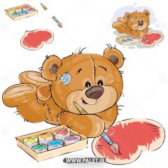 دانلود وکتور خرس قهوه ای در حال نقاشی